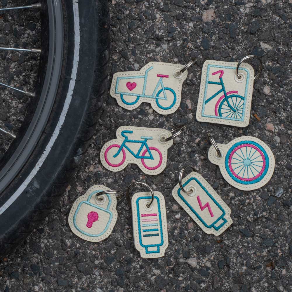 stickdatei rennrad Stickdatei Fahrrad Schlüsselanhänger Set – Sticktier