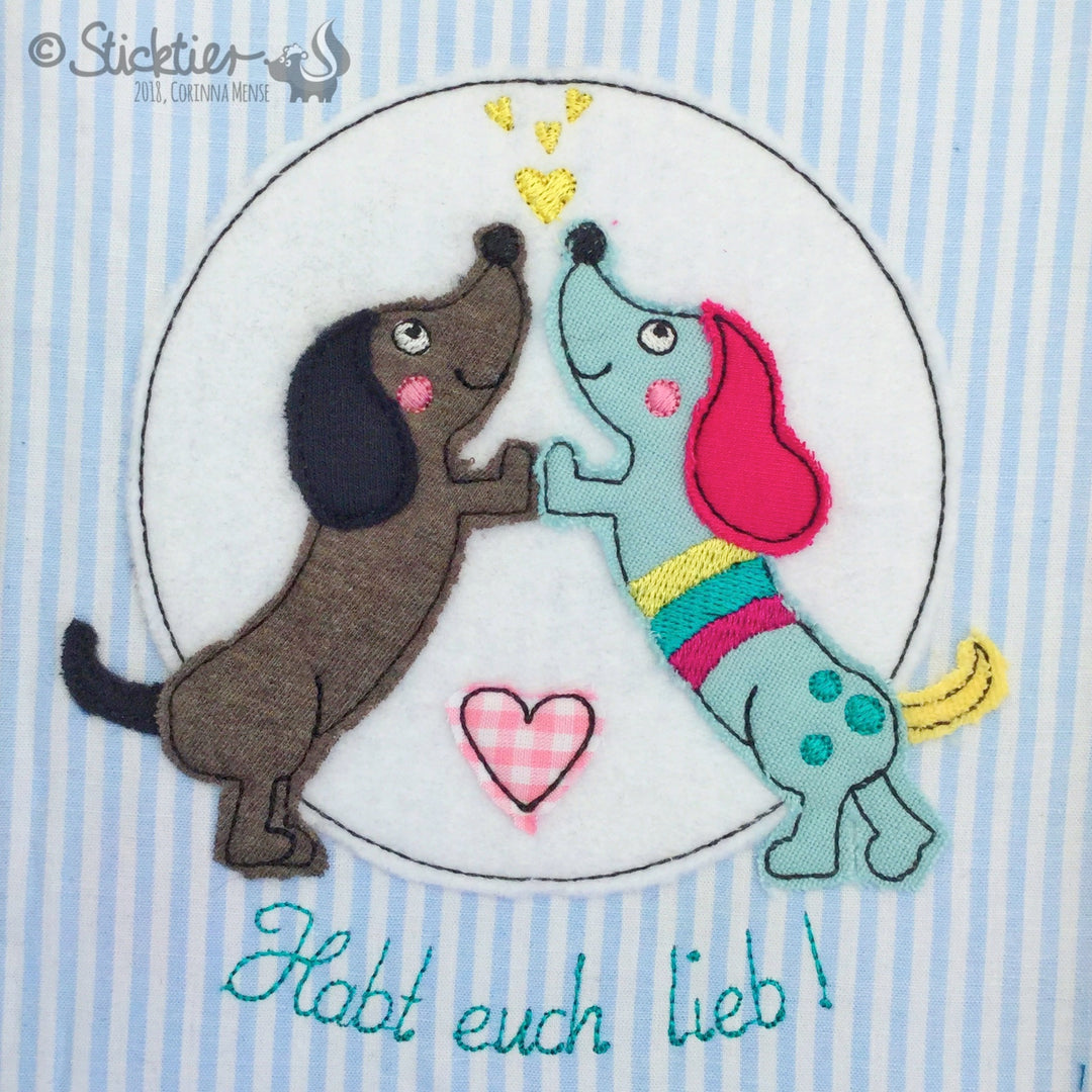 Stickdatei Freebie Dackel, Kostenlose Stickdatei Hunde