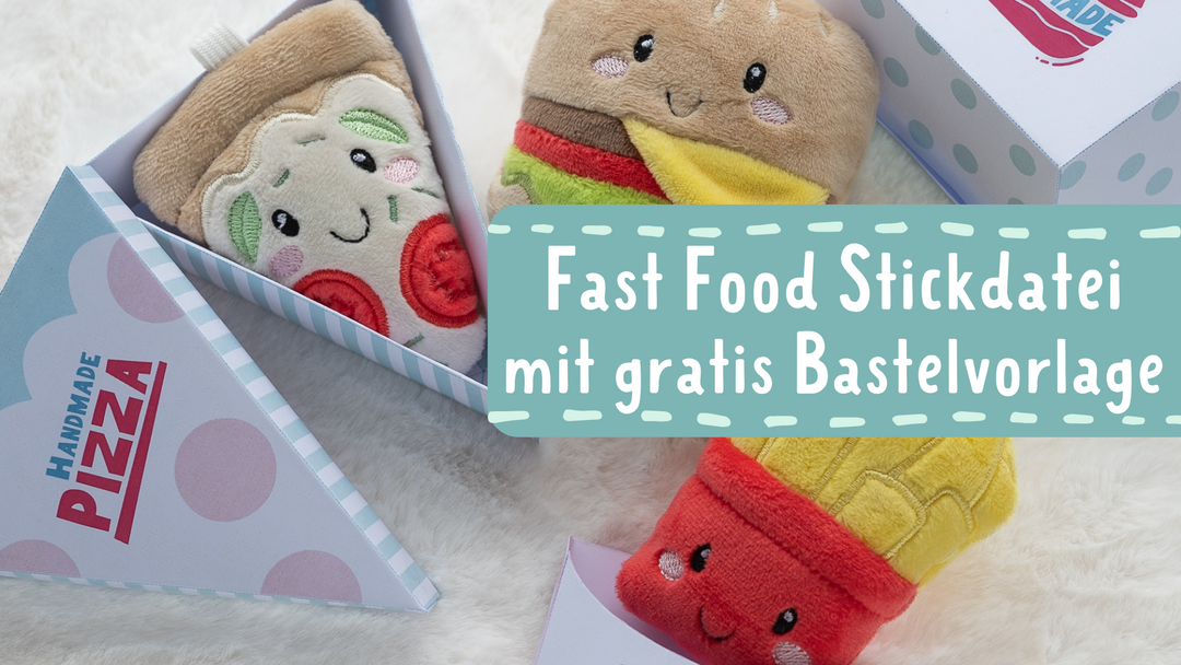 Fast Food Stickdateien-Set mit passender Verpackung