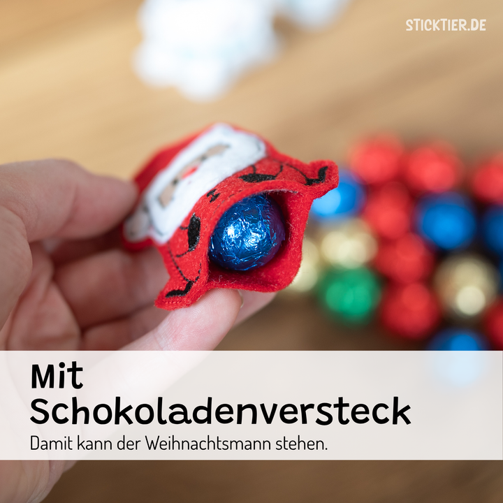 Nikolaus Stickdatei mit Schokoversteck