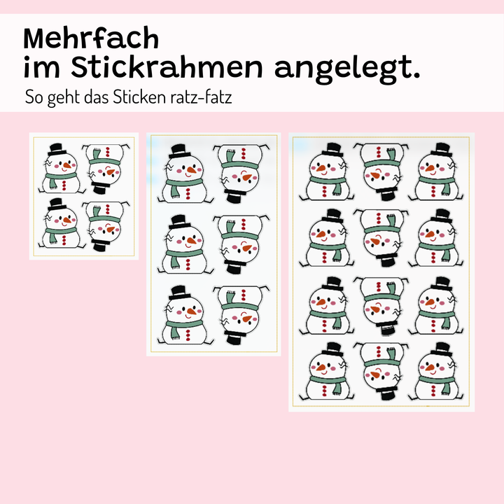 Stickdatei Schneemann mit Schokoladen-Versteck | ITH