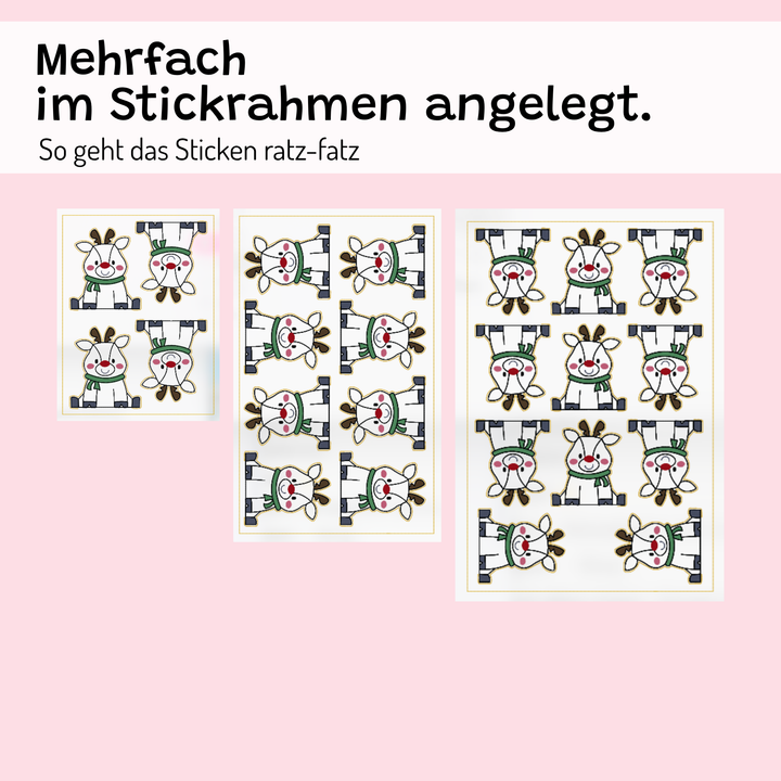 Stickdatei Rentier mit Schokoladen-Versteck | ITH