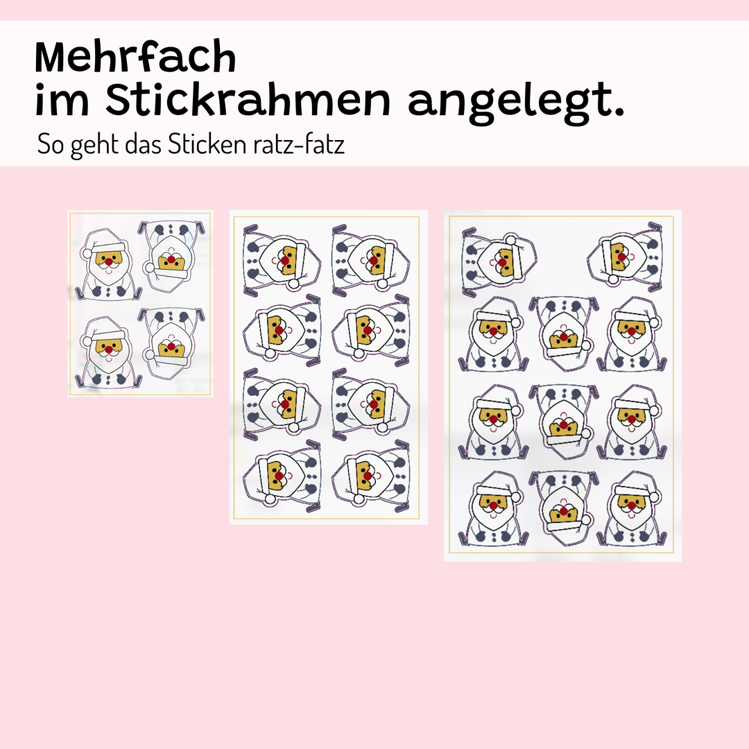 Mehrfach Stickrahmen für Weihnachtsmann Stickdateien