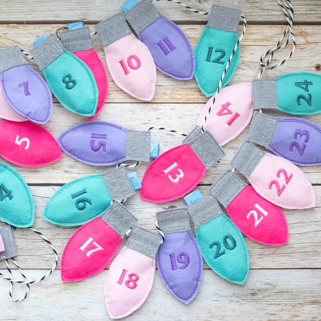 ITH Stickdatei Adventskalender Lichterkette