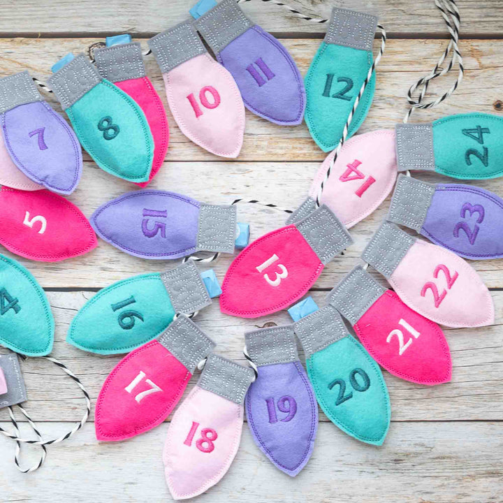 ITH Stickdatei Adventskalender Lichterkette