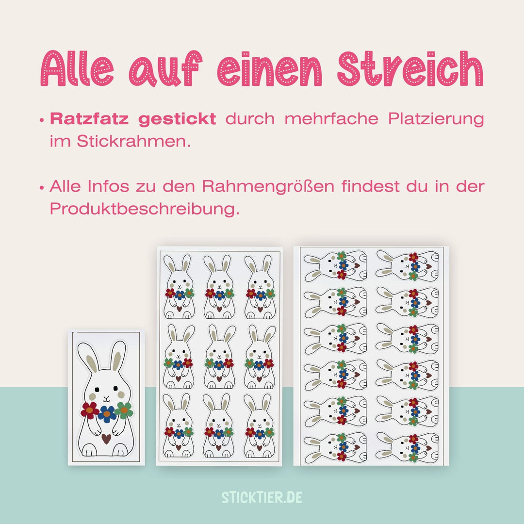 Stickdatei Hase mit Schokoladenei-Versteck