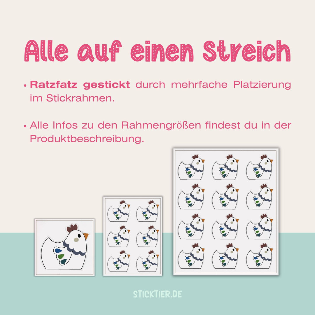 Stickdatei Huhn mit Schokoladenei-Versteck