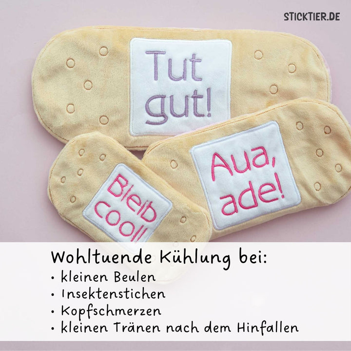 ITH-Stickdatei Trostpflaster - 3 Sprüche - Bezug für Kühl- &amp; Wärmekissen