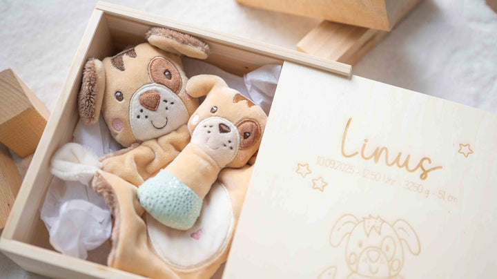 Geschenkbox für Geburt. 
