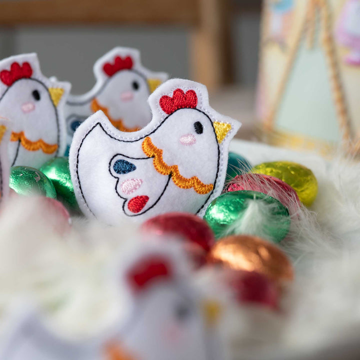 ITH Stickdatei Huhn mit schokoladenei