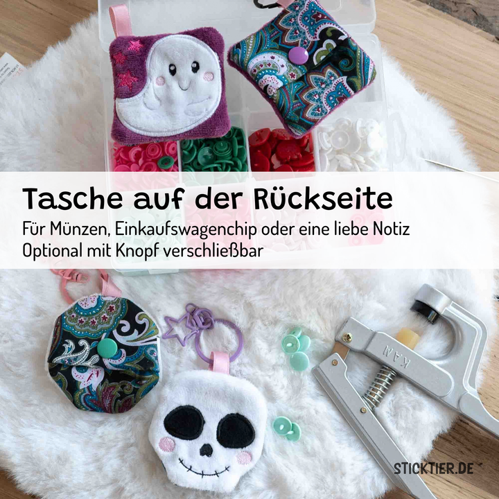 ITH Stickdatei Halloween Anhänger mit Tasche auf der Rückseite