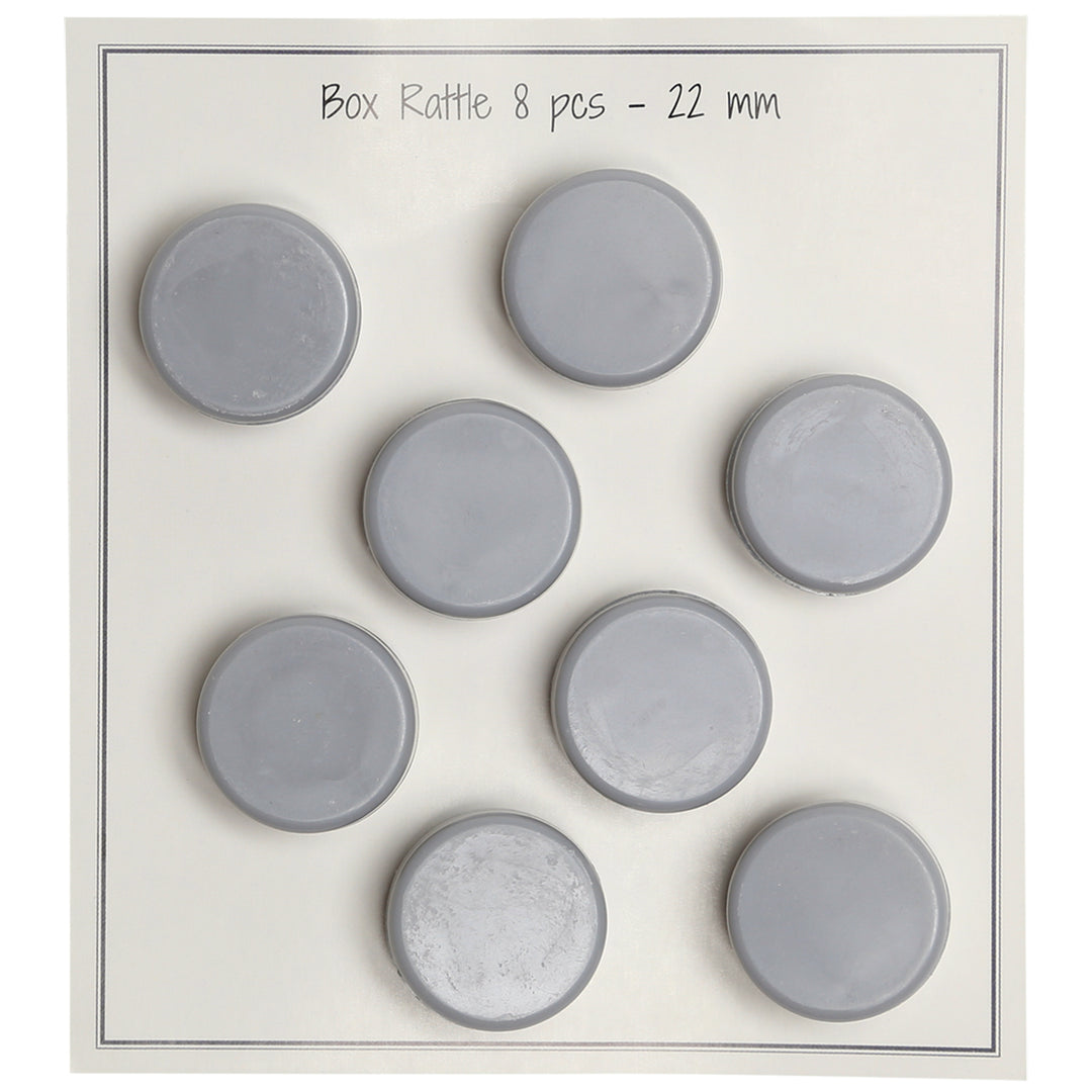 Rasseldosen zum Einnähen, Flachrassel 22 mm Durchmesser - Set mit 8 Stück