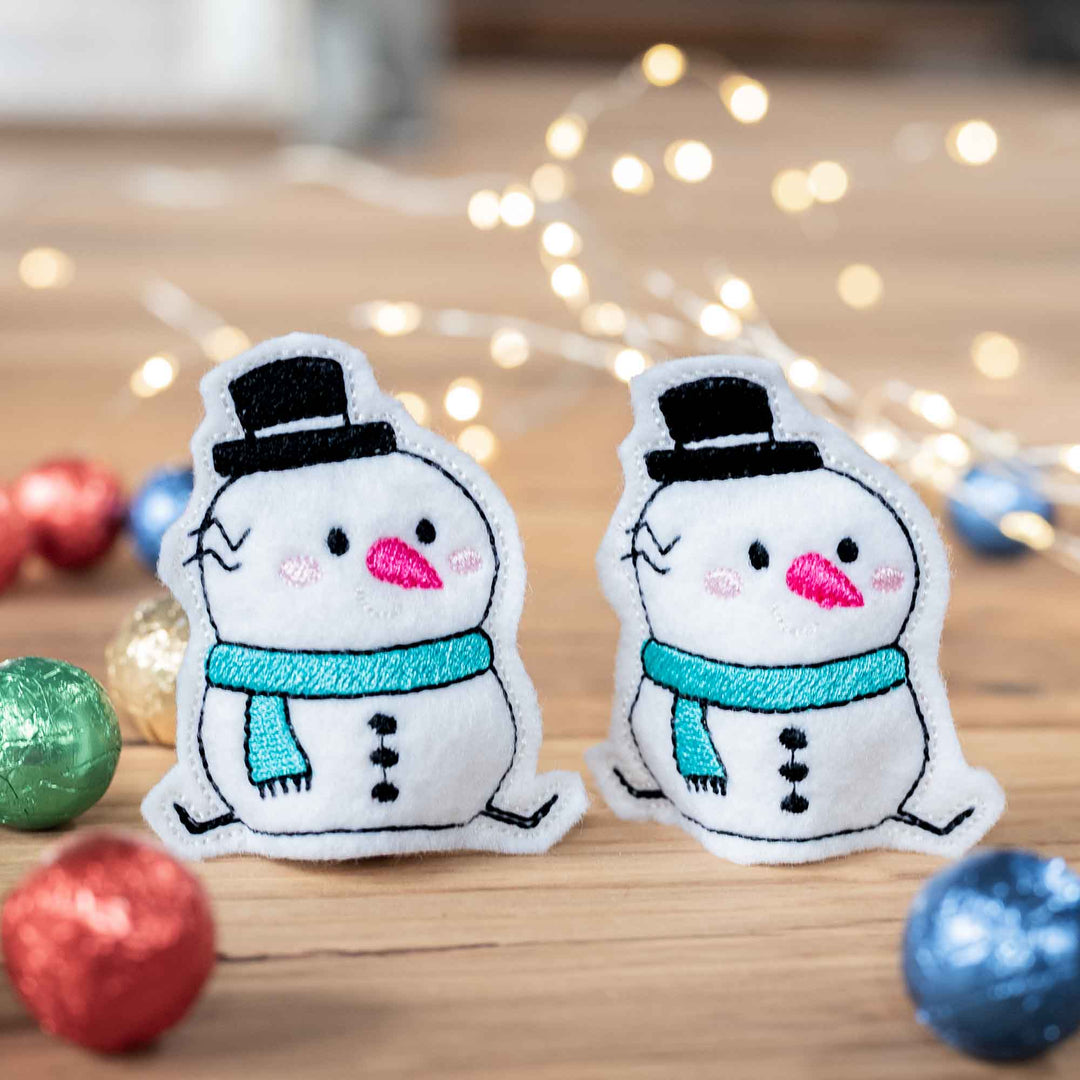 ITH Stickdatei Schneemann mit Schokoversteck
