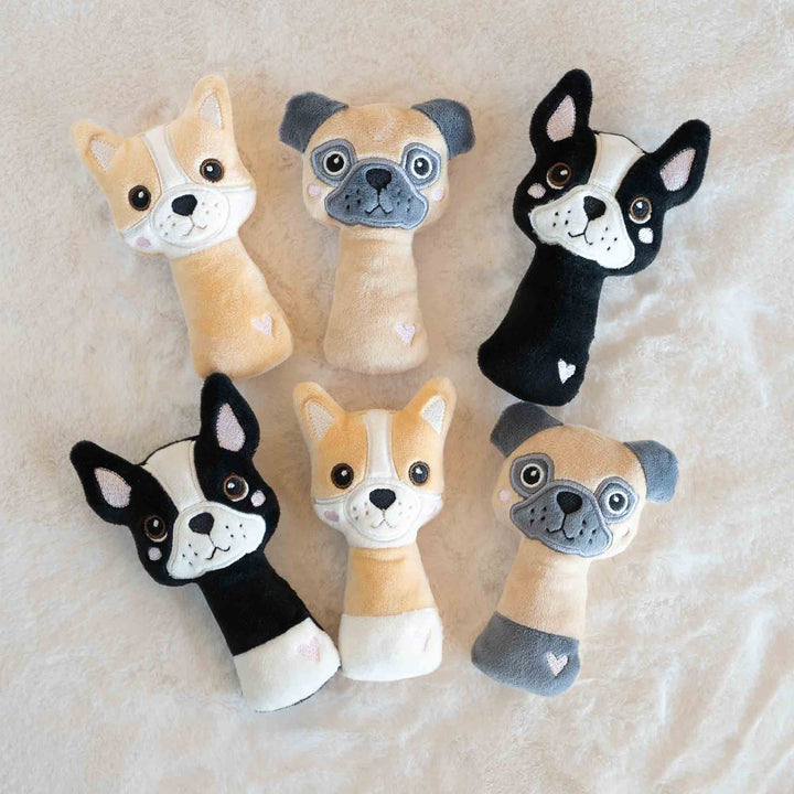 Stabrassel Stickdatei Hunderassen - Corgi, Mops und Französ. Bulldogge