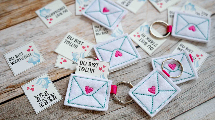 Brief ITH Stickdatei mit Botschaften, Geschenkidee für liebe Menschen