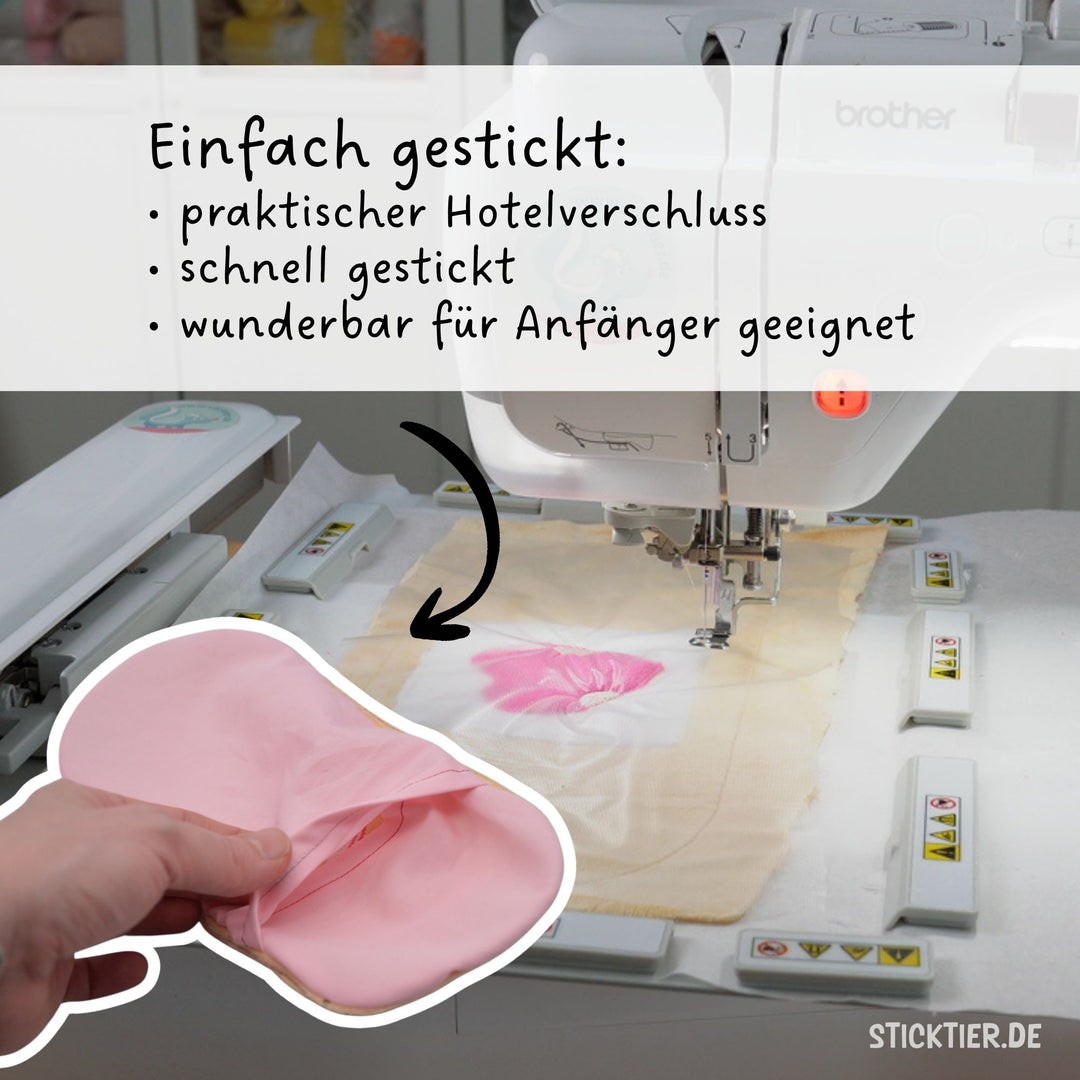 Einfach gestickte Stickdatei mit hotelverschluss
