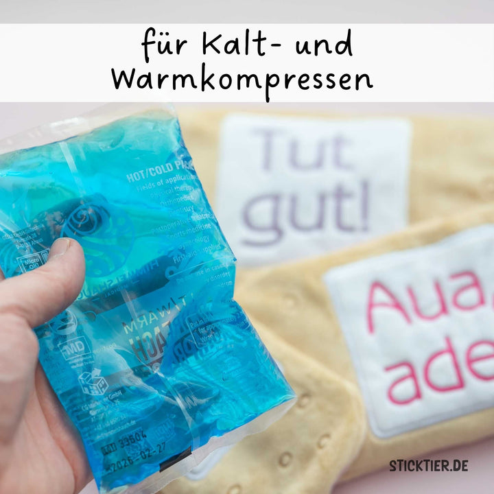 ITH-Stickdatei Trostpflaster - 3 Sprüche - Bezug für Kühl- &amp; Wärmekissen