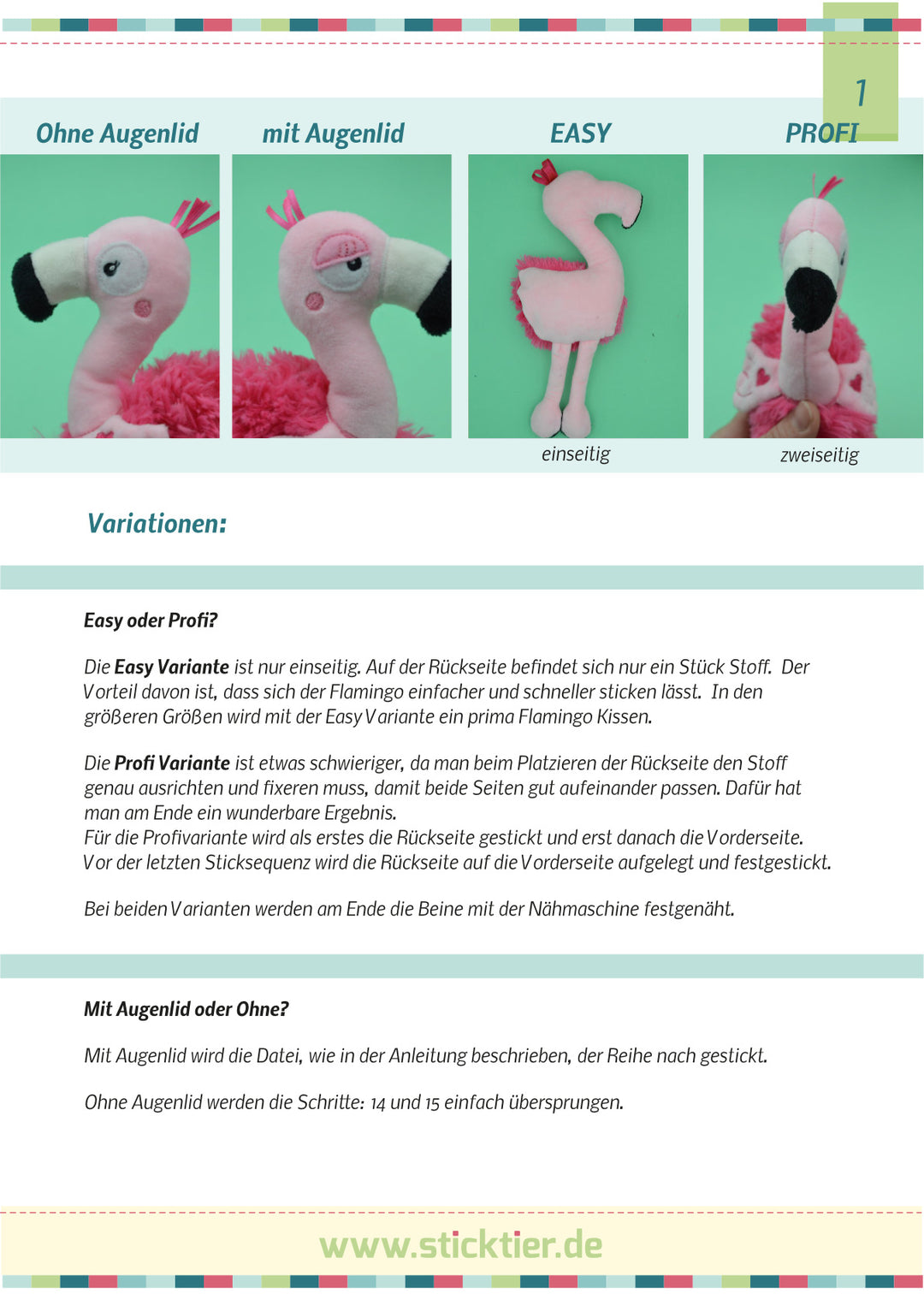 Anleitung ITH Stickdatei Flamingo