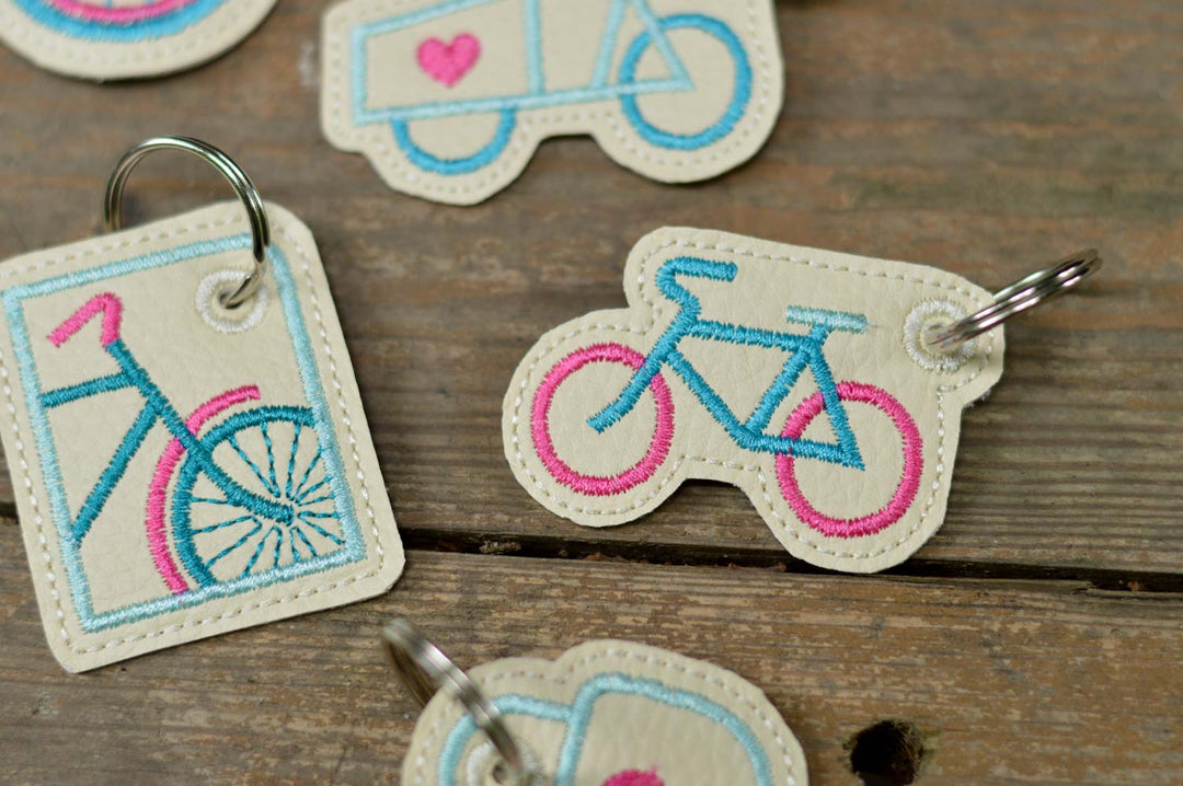 stickdatei rennrad Stickdatei Fahrrad Schlüsselanhänger Set – Sticktier