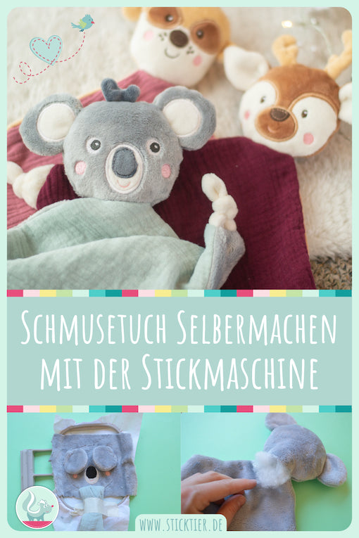 Schmusetuch selbermachen mit der Stickmaschine, Stickdatei von Sticktier