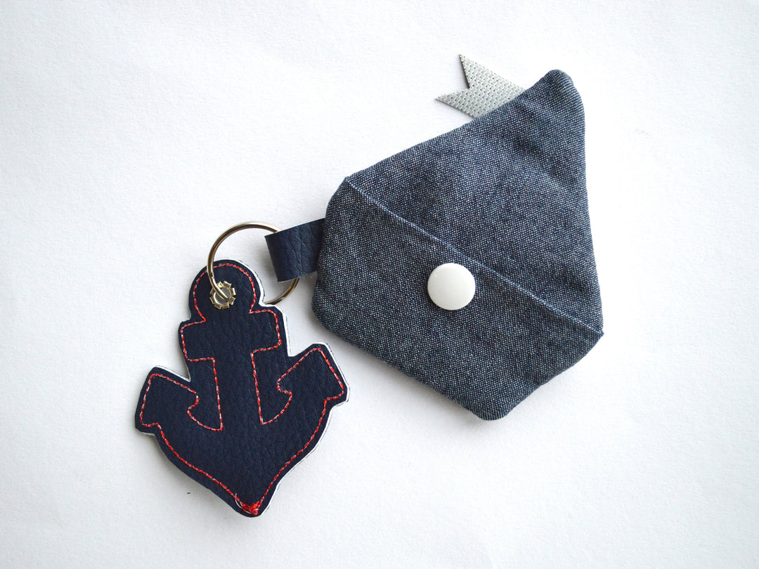 ITH Stickdatei 10x10 Schlüsselanhänger Boot mit Tasche - Sticktier