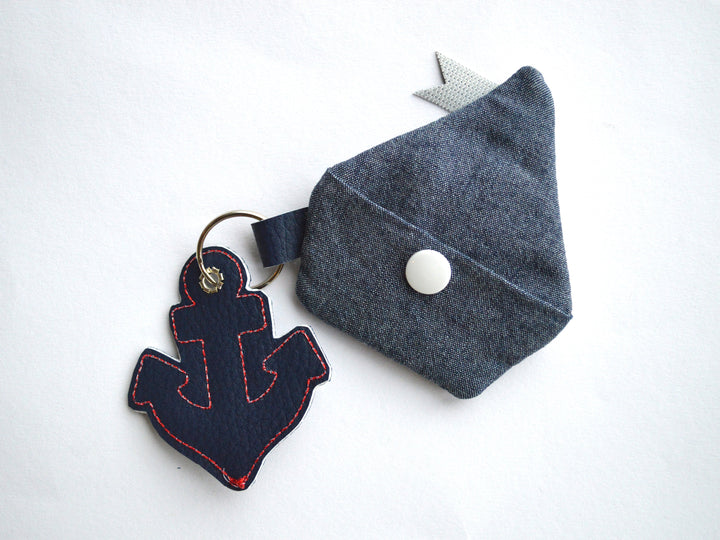 ITH Stickdatei 10x10 Schlüsselanhänger Boot mit Tasche - Sticktier