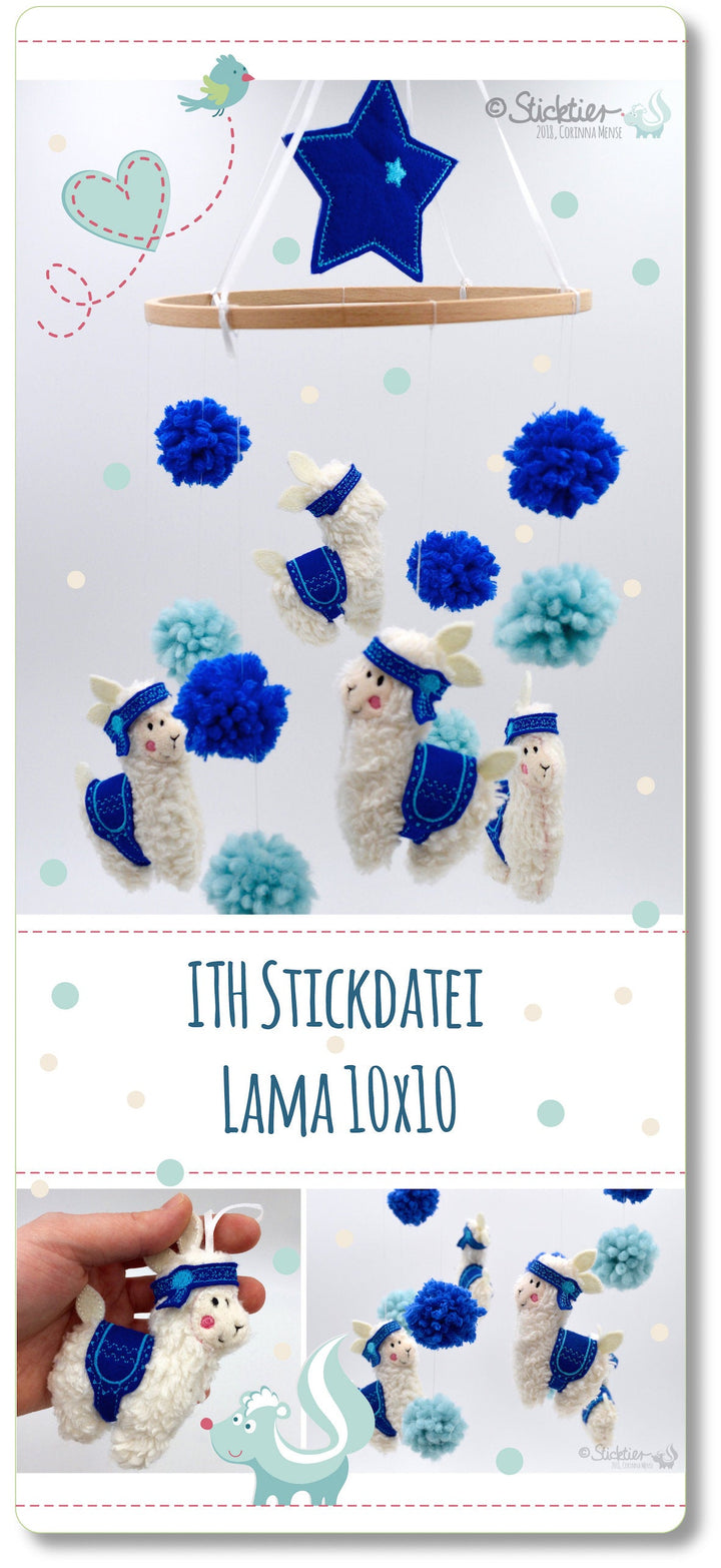 Stickdatei ITH Lama Love 10x10 Stickrahmen - Sticktier