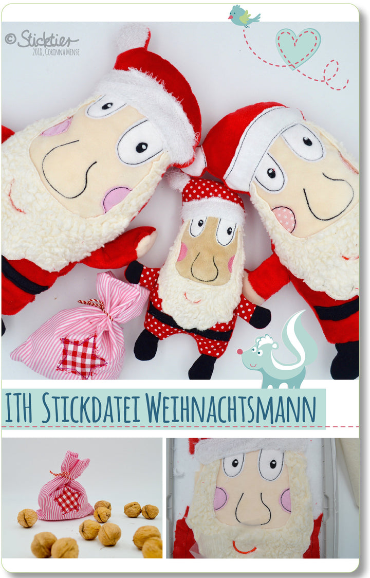 Weihnachtsmann ITH Stickdatei - Sticktier