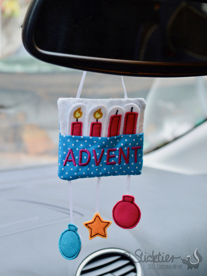 Stickdatei ITH Mini Adventskranz Weihnachten für den 10x10 Stickrahmen