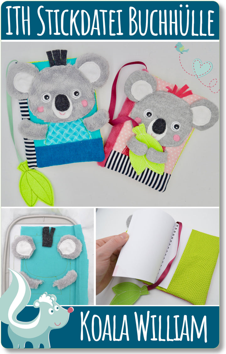 ITH Stickdatei Buchhülle, Buchumschlag Koala - Sticktier