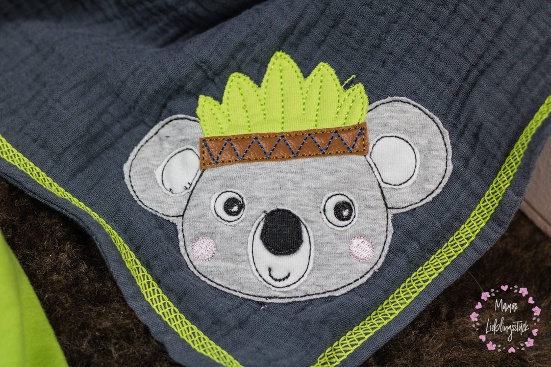 Stickdatei Koala Bär Kopf mit Krone - Sticktier